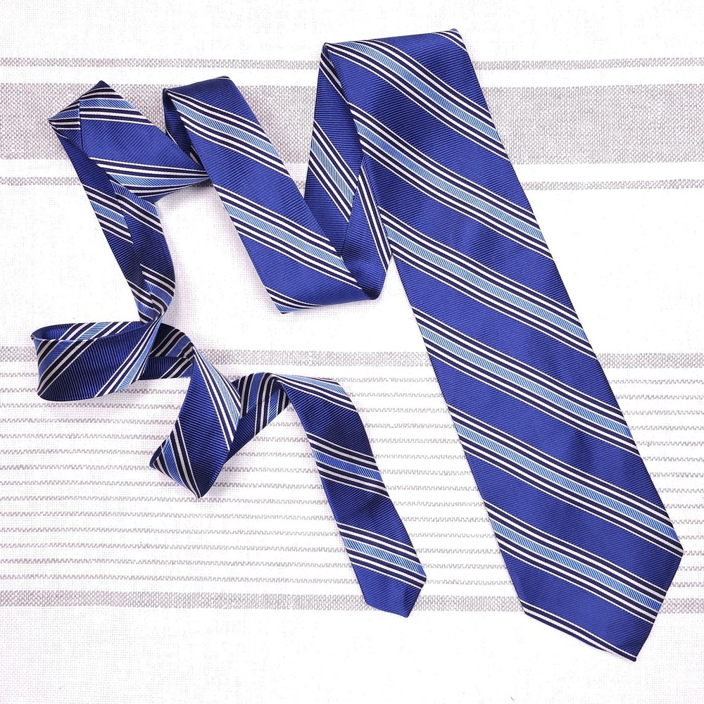 Brooks Brothers Tie Blue Repp Long Striped Silk Blue Devils Tar Heels Homecoming